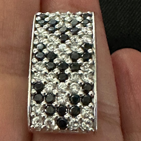 Dual sided cz paved stones mixed color rectangular pendant - Picture 3 of 16